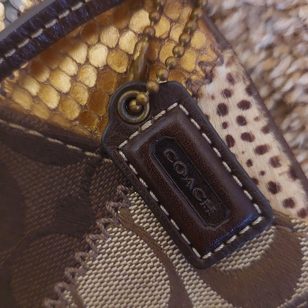 Coach Metallic Patchwork Wristlet - Gold/Brown - Picture 2 of 16